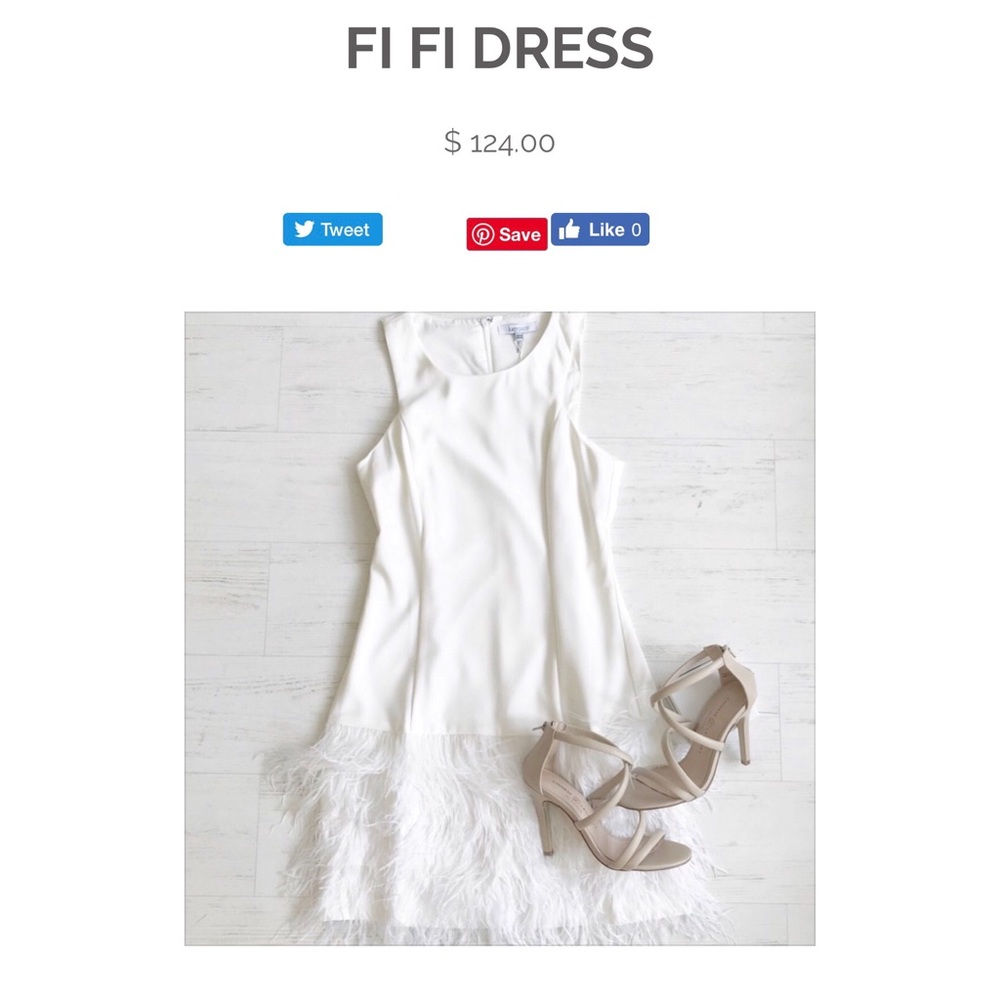 White feathered fifi dress